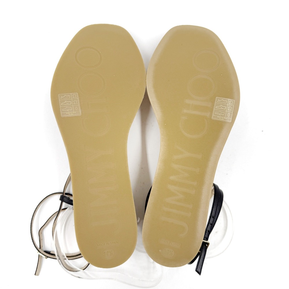 Jimmy Choo Drive 60 Espadrille Wedge Sandals Black Nappa Leather Sz 39.5 / 9.5 - Picture 8 of 10